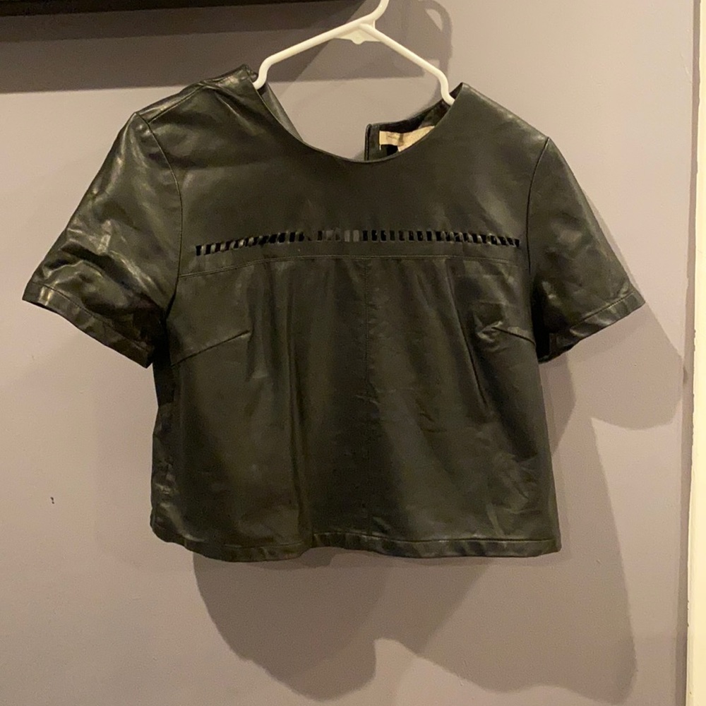 Faux leather top